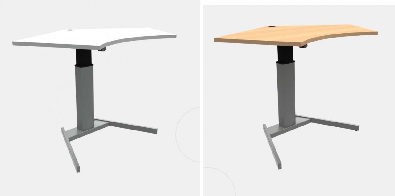 ConSet Stehschreibtisch höhenverstellbar trapezförmig buche o. weiß