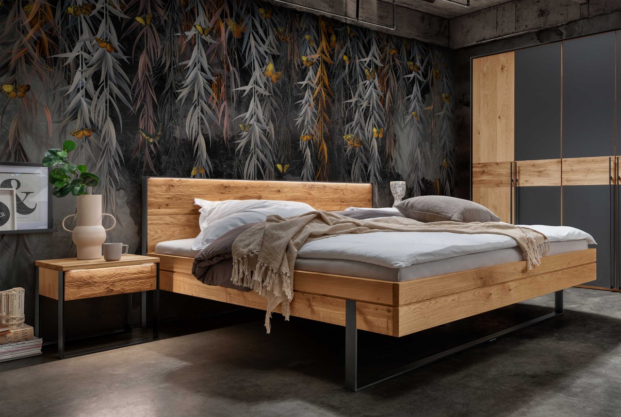 Boston Bett aus wildeiche