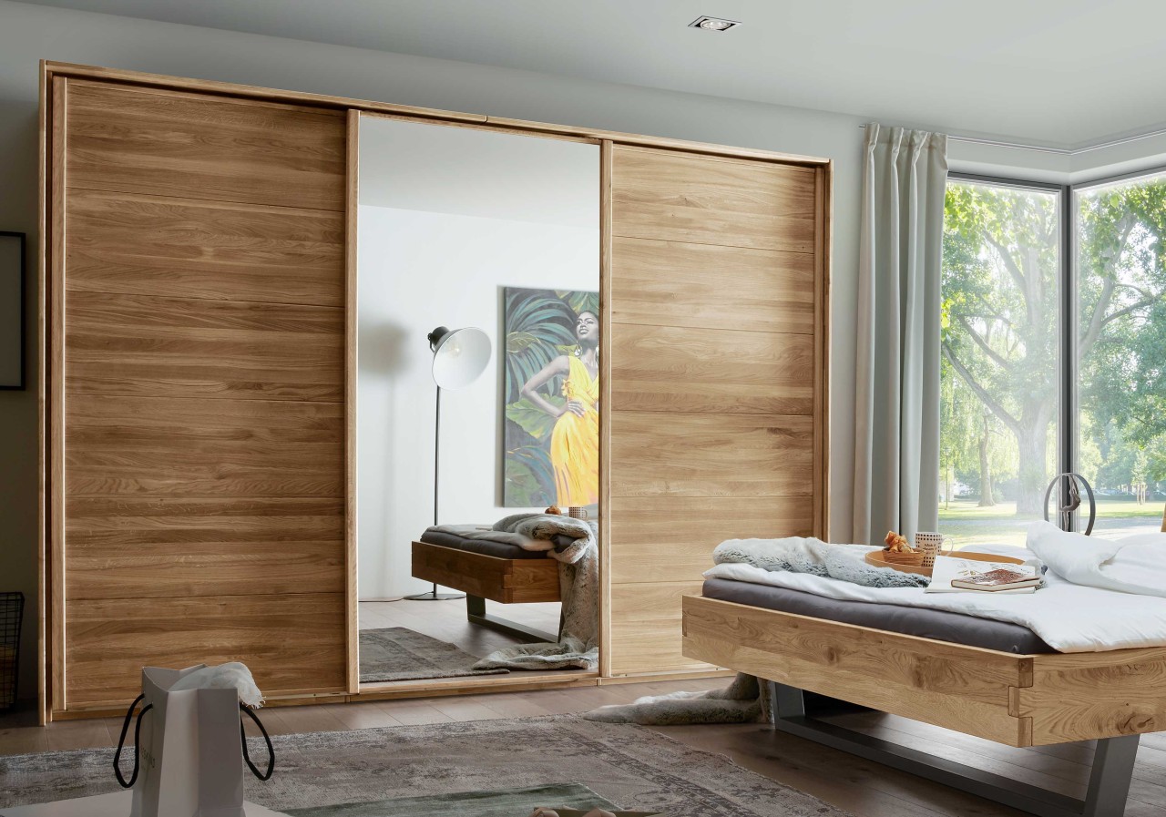 Woodside Kleiderschrank Massivholz Schwebetür