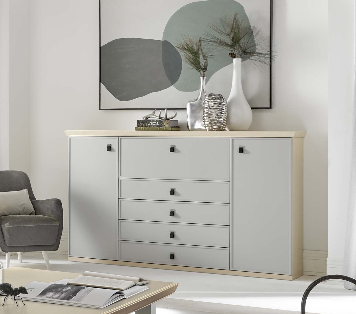 Square Sideboard mit Schreibtisch
