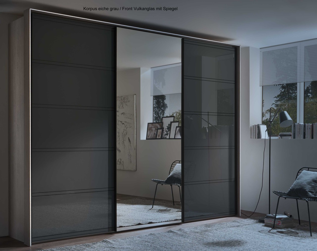 Sonate Prato Kleiderschrank Schiebetüren Spiegel B336 cm