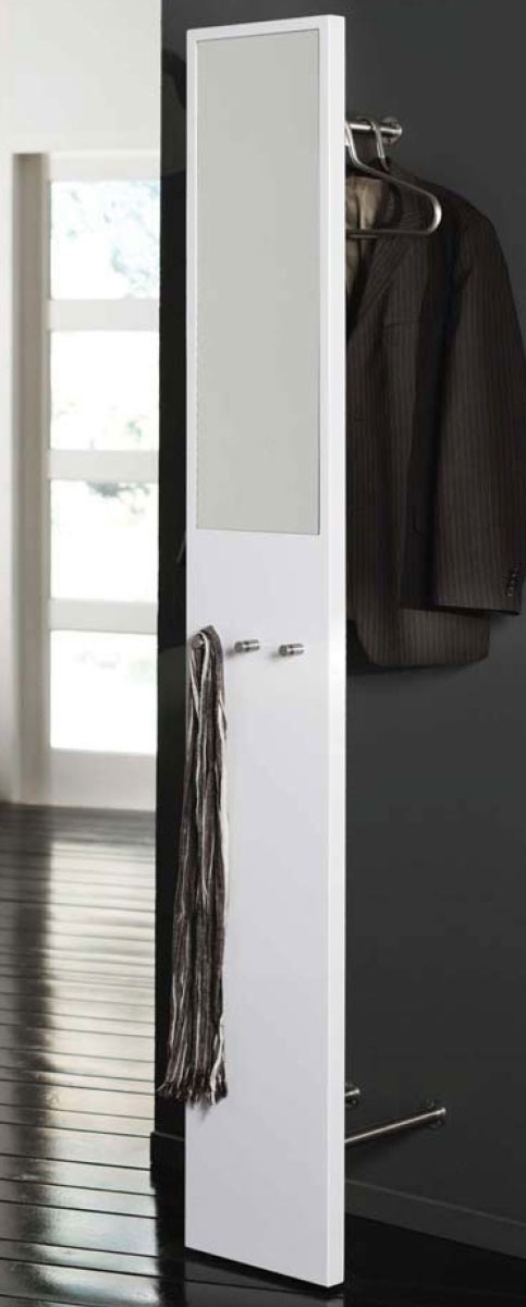 Wandgarderobe mit Spiegel weiß Hochglanz