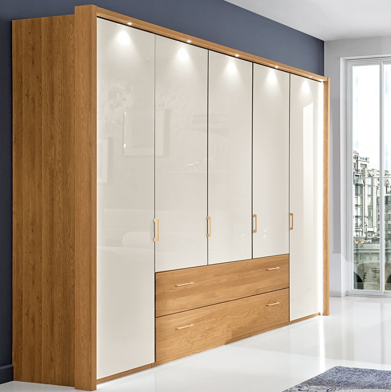 Lido Kleiderschrank mit Schubladen eiche