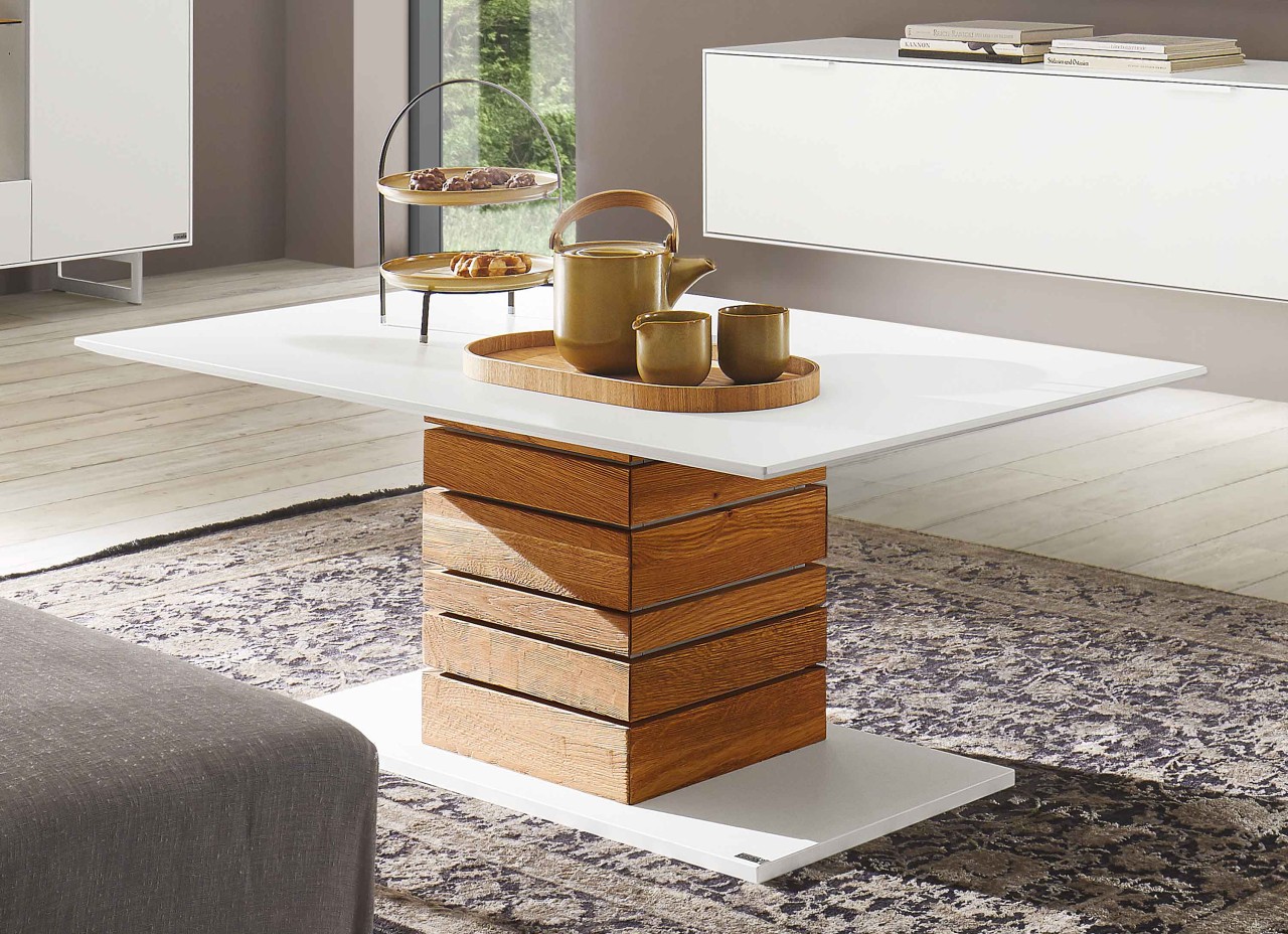 Caspara Couchtisch weiß Holz