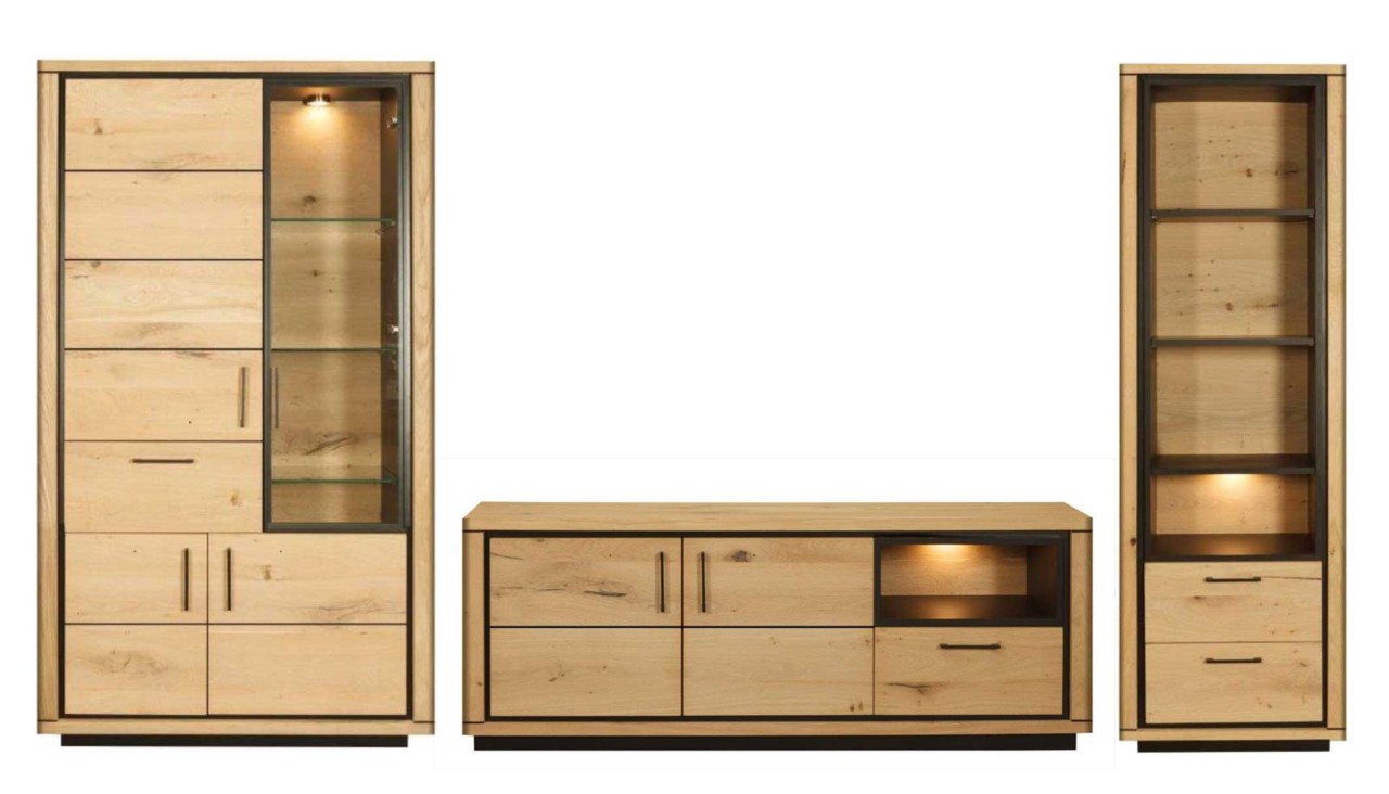 Wohnwand eiche teilmassiv