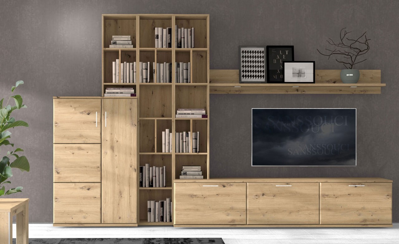 RMI Sanssouci Wohnwand mit Regal eiche individuell