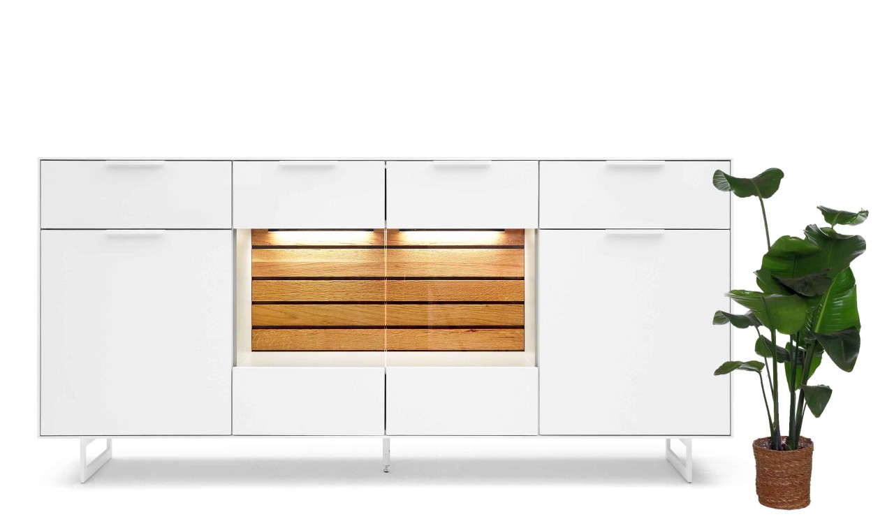 Caspara Sideboard weiß mit Holz