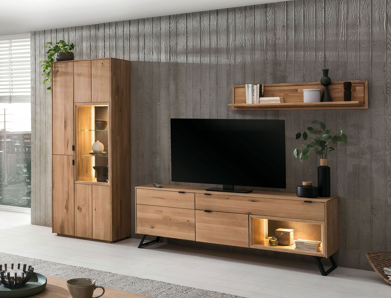 Lissabon Wohnwand wildeiche modern
