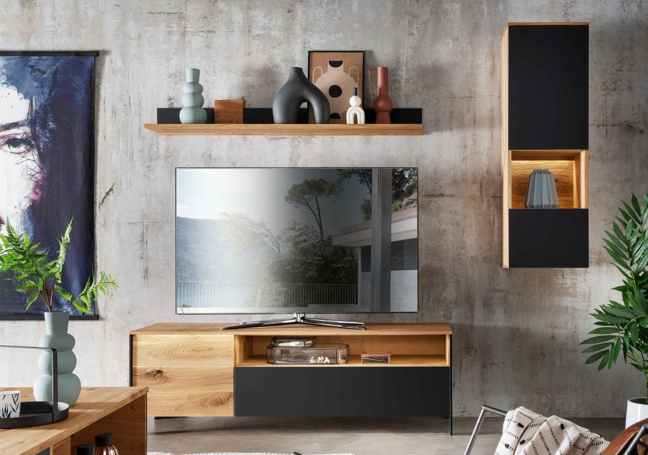 Boston Wohnwand wildeiche schwarz