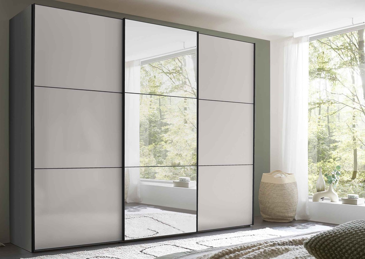 Includo Kleiderschrank Hochglanz mit Spiegel