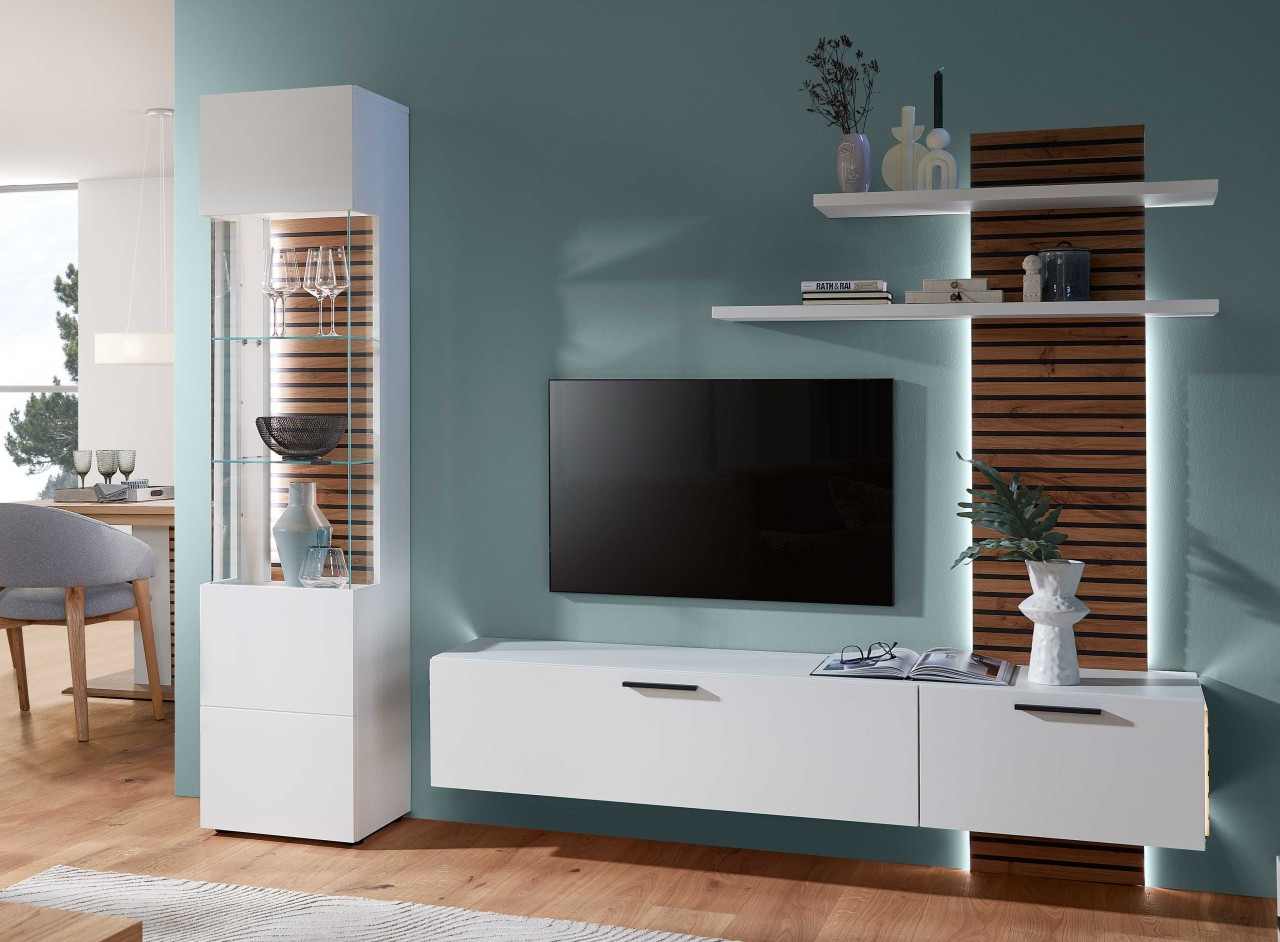 Kitzalm Wohnwand weiß eiche