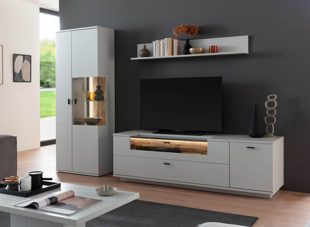 Lissabon Wohnwand weiß eiche