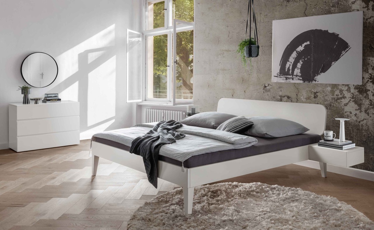 Los Angeles weißes Massivholzbett