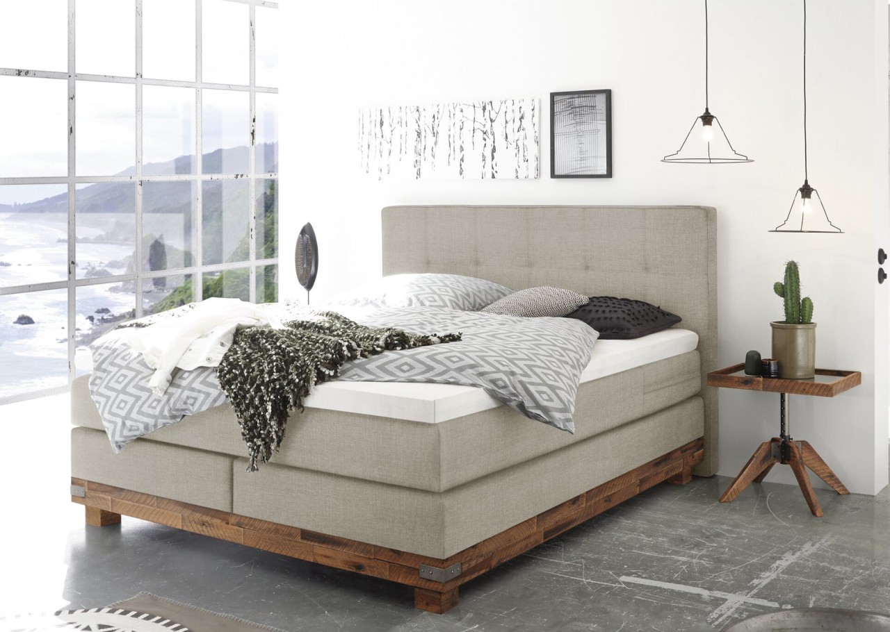 Boston Boxspringbett mit Holzrahmen