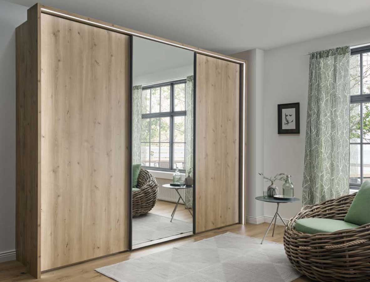 Monaco Schwebetürenschrank mit Spiegel