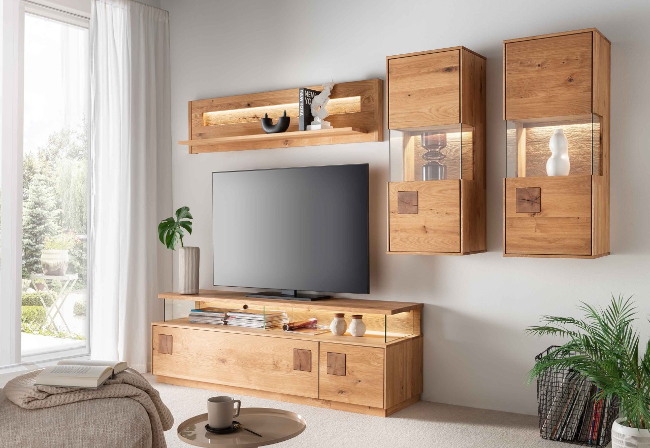 Davos Wohnwand eiche massiv