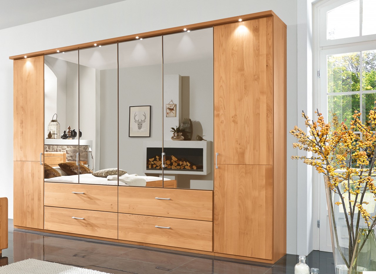 Lido Kleiderschrank mit Spiegel erle