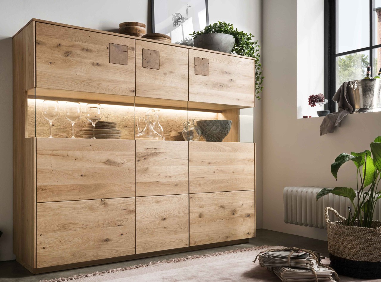 Davos Highboard Massivholz wildeiche
