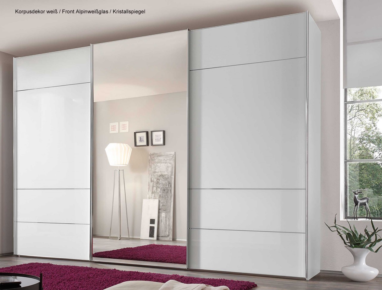 Sonate Lucca Schwebetürenschrank mit Spiegel 300 cm