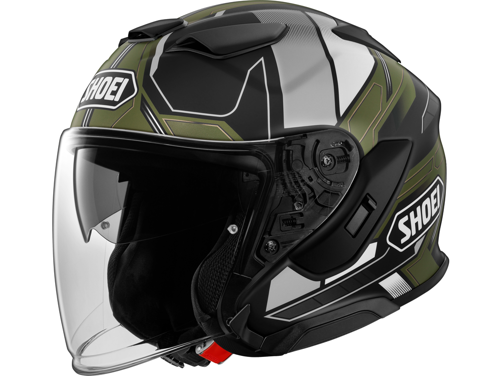 Shoei J-Cruise3 Whizzy TC-11 Motorradhelm (Grün/Schwarz/Grau)