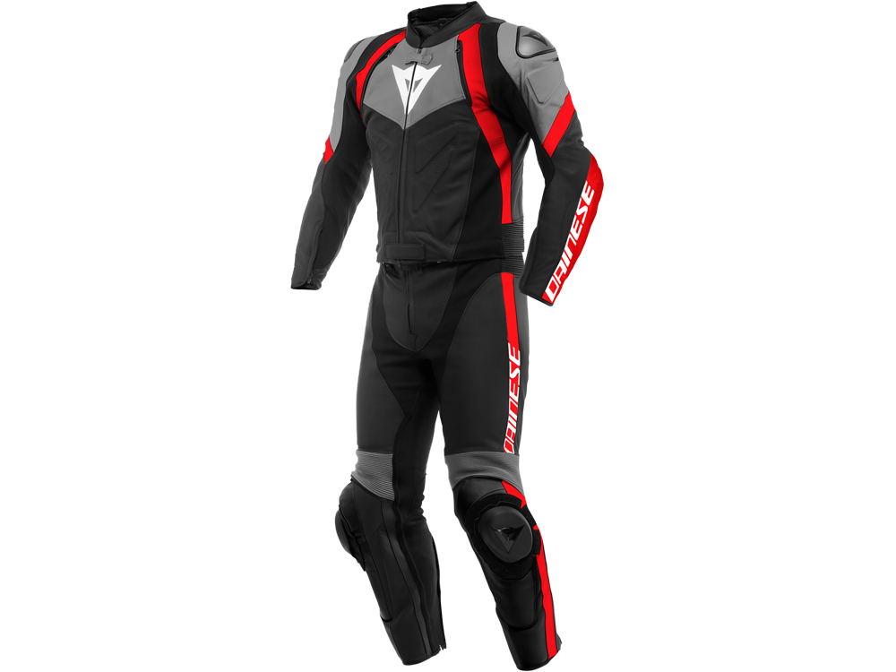 Dainese Avro 4 2tlg. Motorradlederkombi (Schwarz/Anthrazit/Rot)