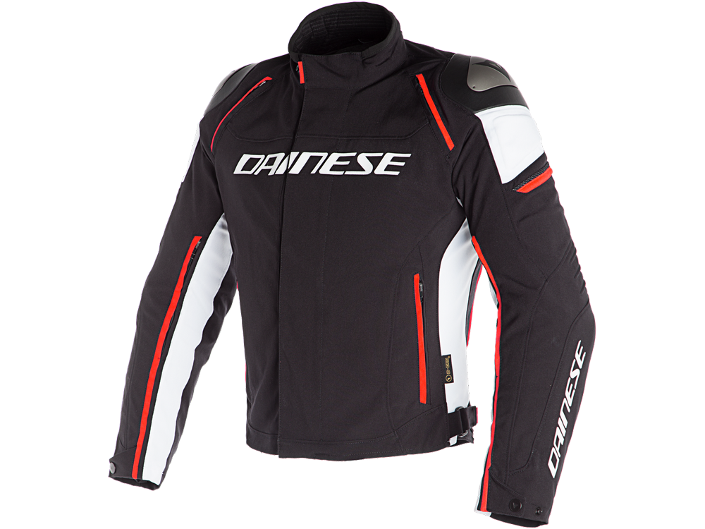 Dainese Racing 3 D-Dry Motorradjacke (Schwarz/Weiß/Neonrot)