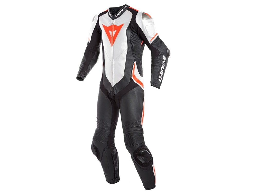 Dainese Laguna Seca 4 Lederkombi 1PC (schwarz / weiss / neonrot)