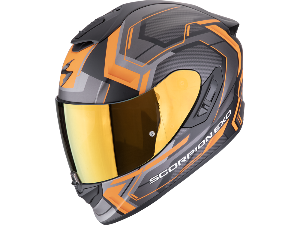 Scorpion EXO-1400 EVO II Air Linart Motorradhelm (Schwarzmatt/Orange)