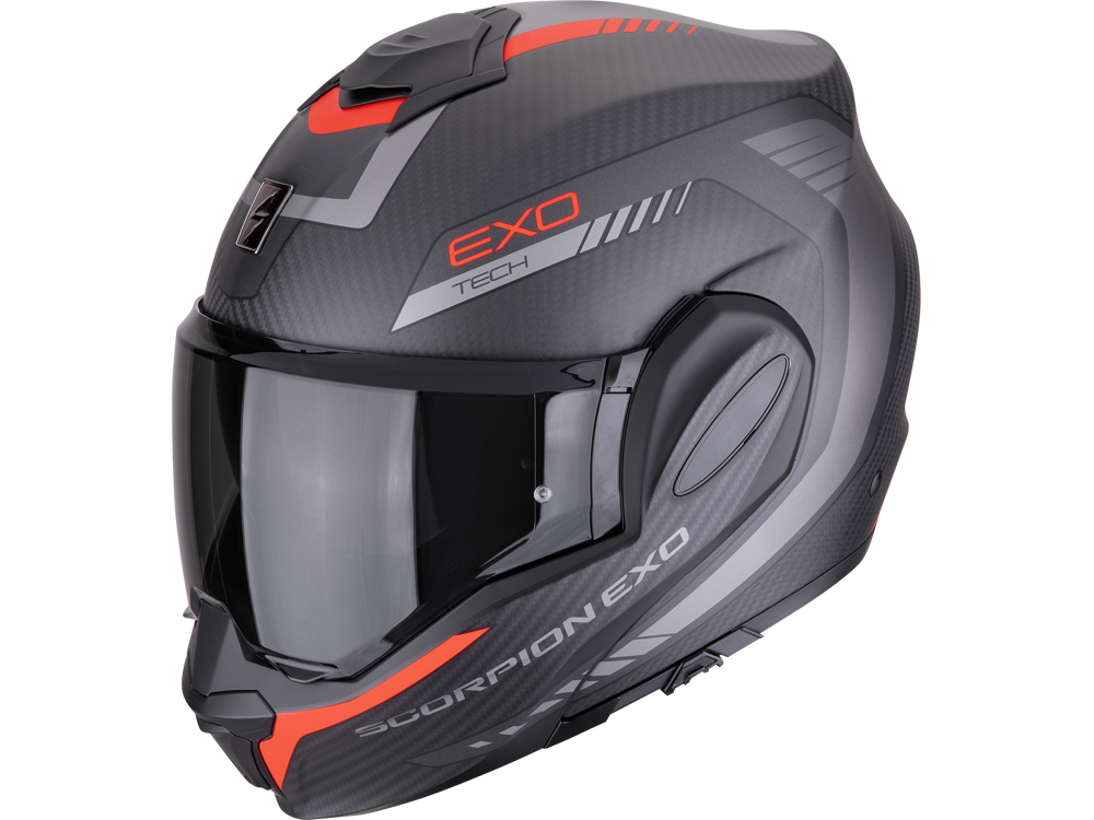 Scorpion EXO-TECH EVO CARBON Cosy Motorradhelm (Schwarzmatt/Rot)