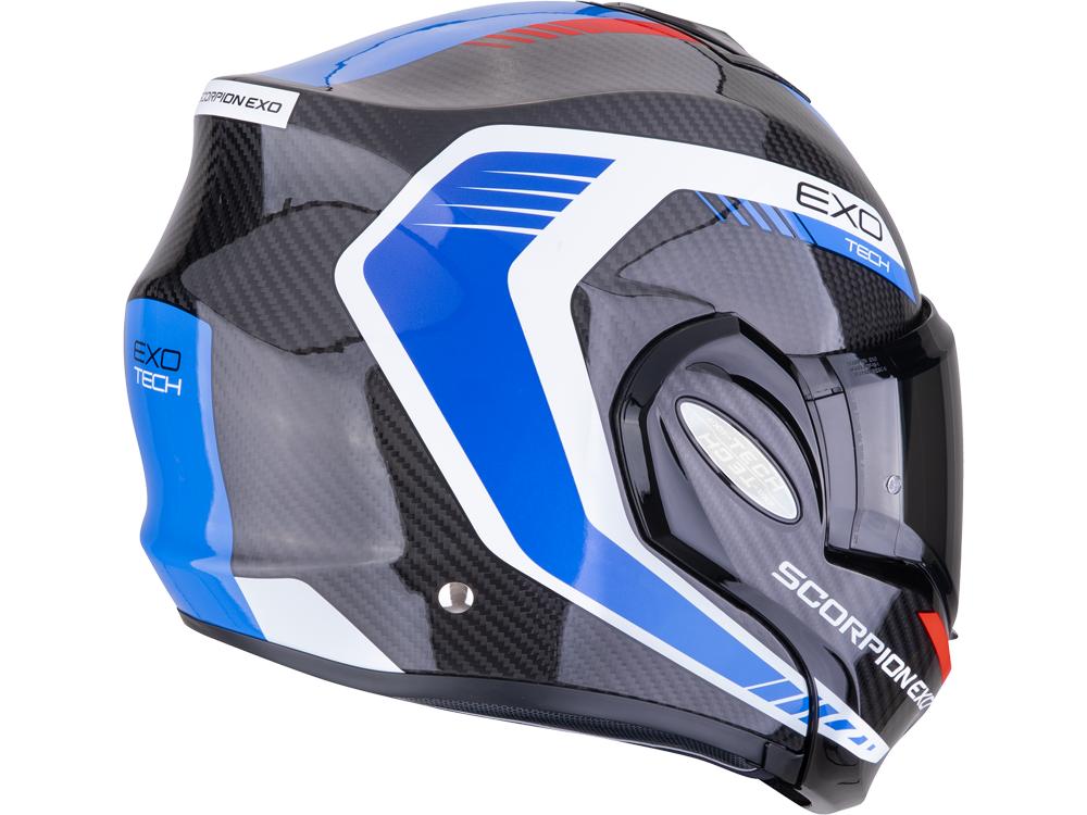 Scorpion EXO-TECH EVO CARBON Cosy Motorradhelm (Schwarz/Blau/Rot)