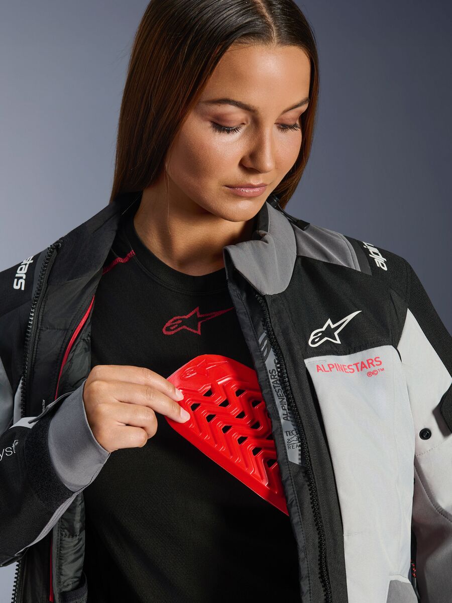 Alpinestars Stella Andes V4 Drystar Motorradjacke Damen (Grau/Schwarz/Rot)