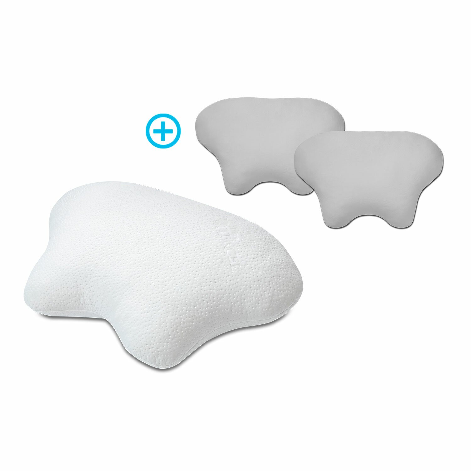 CPAP- und Seitenschläfer-Komfort Kissen LINA + 2x Bezug in grau