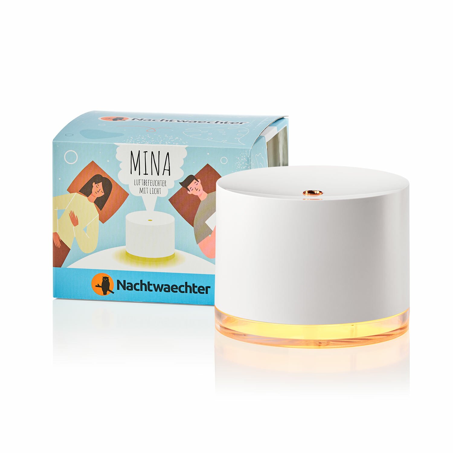 Mina - der stylische Ultraschall-Luftbefeuchter mit atmosphärischem Nachtlicht - weiss