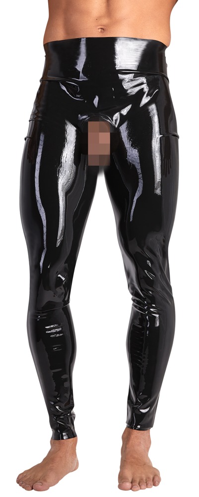 Leggings mit Showmaster-Öffnung für Penis und Hoden, Latex