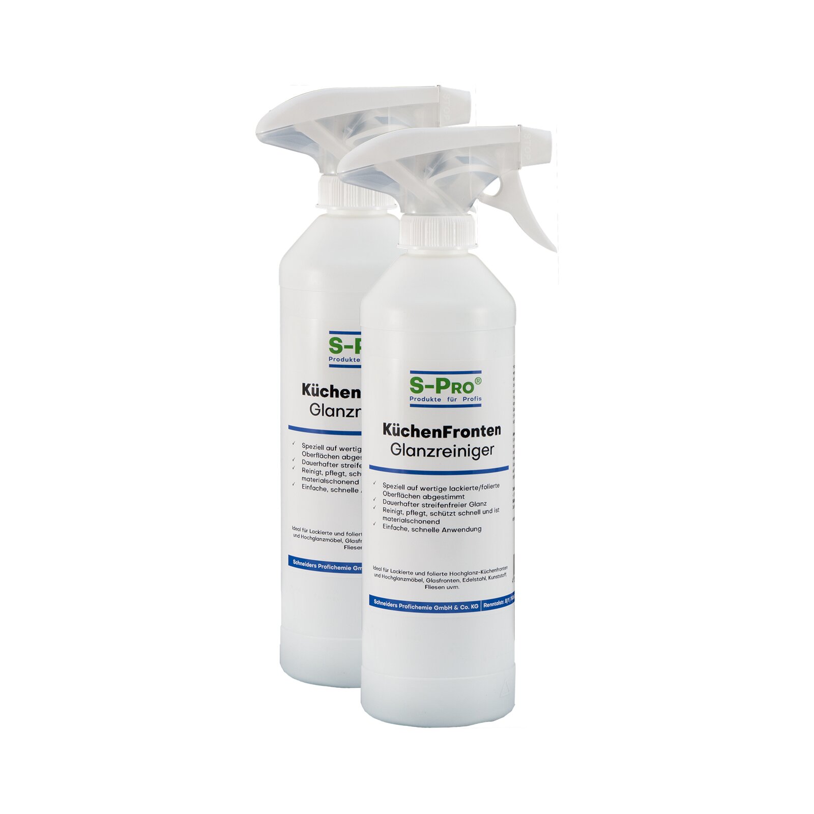 S-Pro KüchenFronten-Glanzreiniger 2x500ml Flasche mit Sprüher