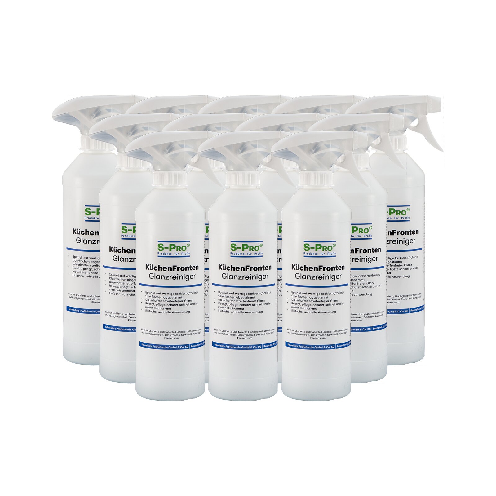 S-Pro KüchenFronten-Glanzreiniger 12x500ml Flasche mit Sprüher