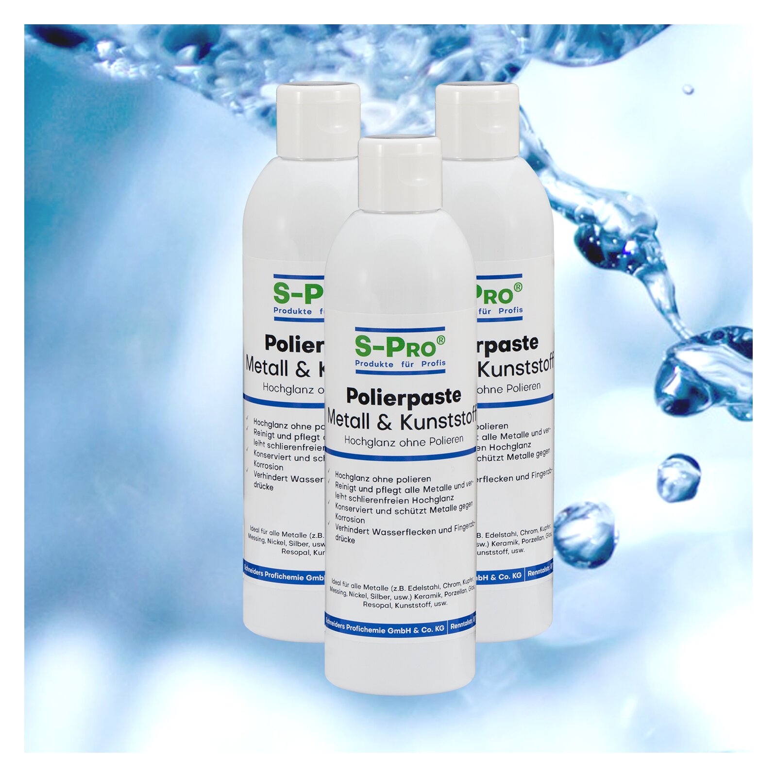 S-Pro® Polierpaste Metall & Kunststoff 3 x 250ml Flaschen
