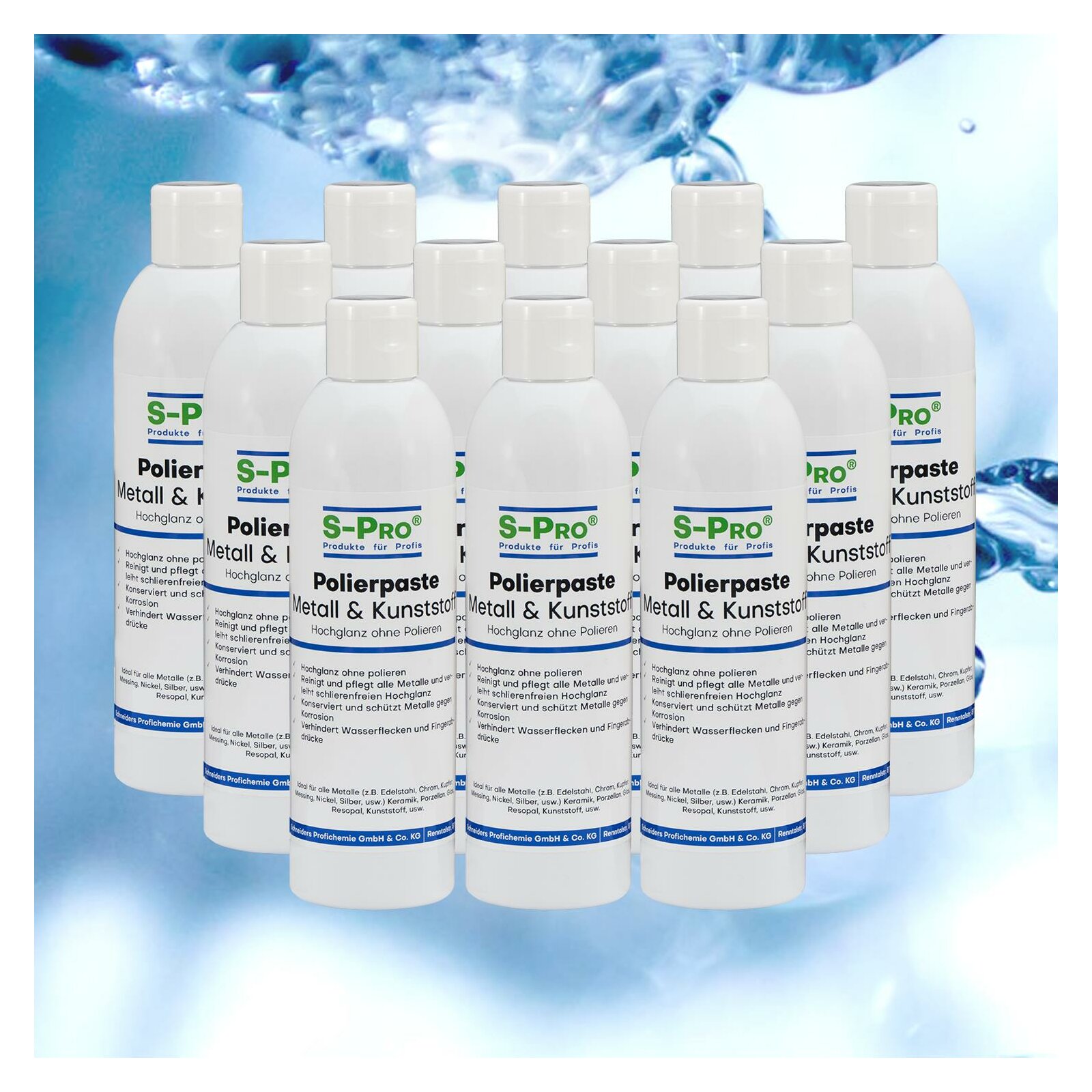 S-Pro® Polierpaste Metall & Kunststoff 12 x 250ml Flaschen im Karton