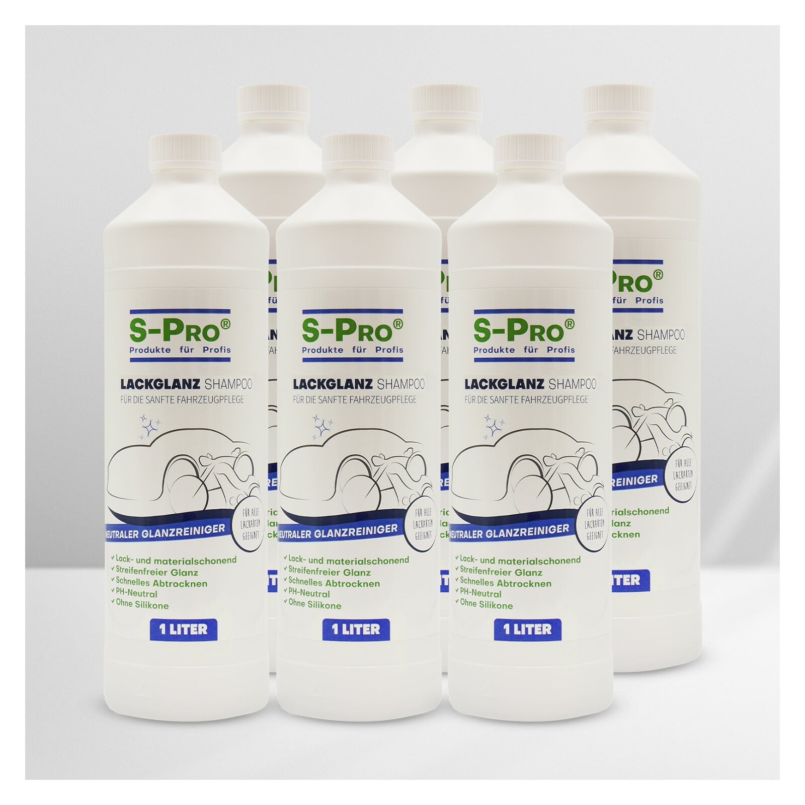 S-Pro® LackGlanz Shampoo 6 x 1 L Flasche