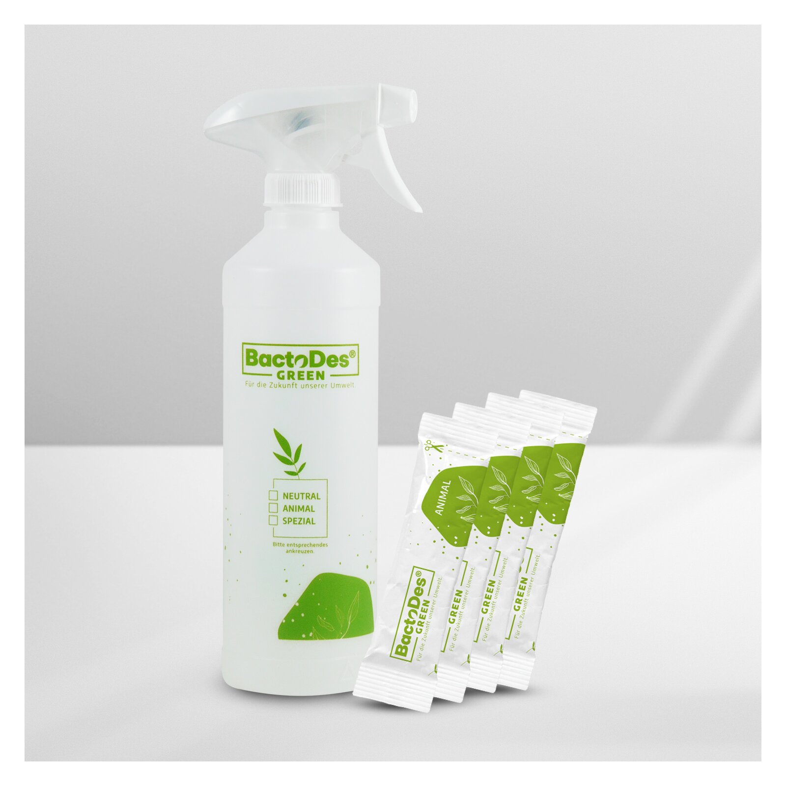 BactoDes® Animal Stick Starter Set mit 4 Stück & Bio-Sprühflasche