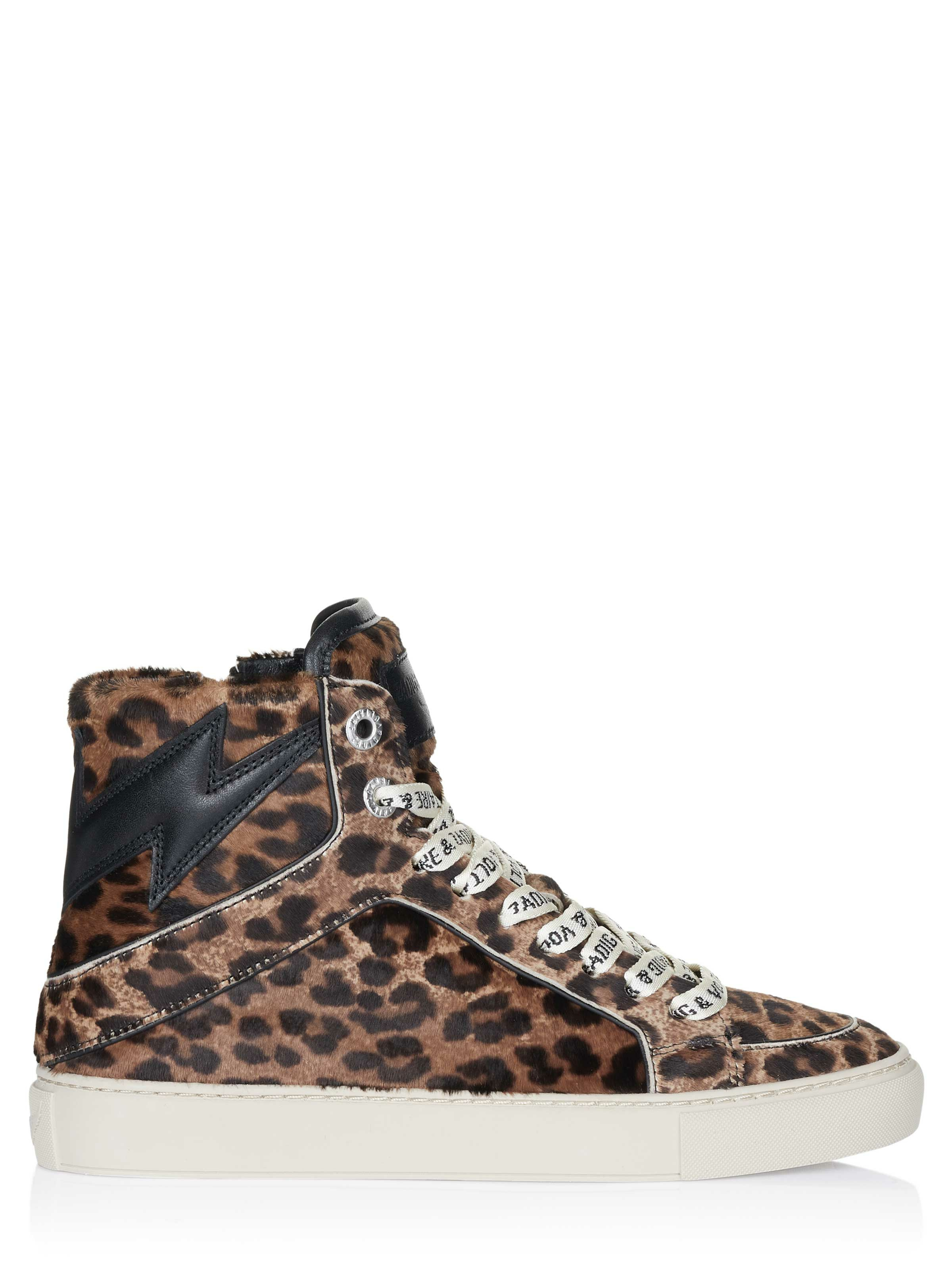 Zadig Voltaire High Flash Printed Cowskin Wit Schuhe braun 38