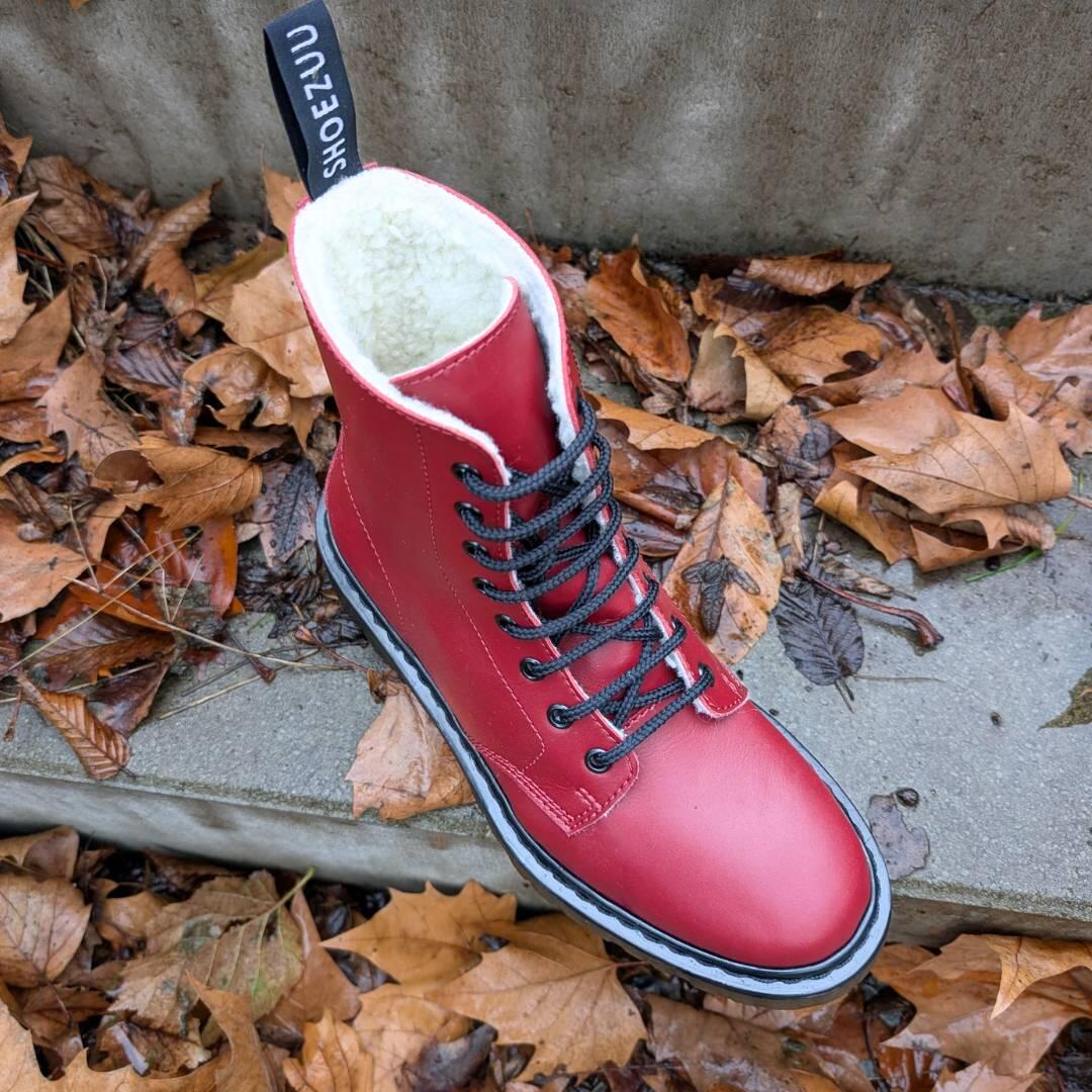 Shoezuu 8 Eye UK Boots Winter cherry red 40
