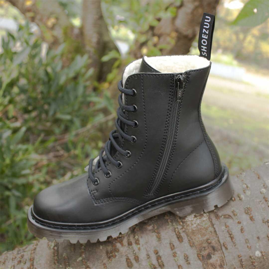 Shoezuu 8 Eye UK Zip-Boots Winter schwarz 40
