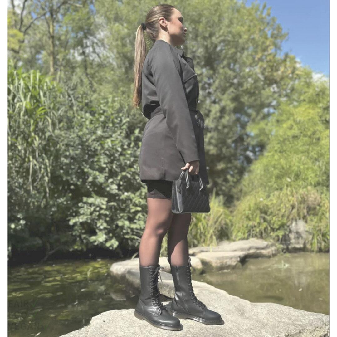 Shoezuu 14 Eye Zip Uk Boots Black 40