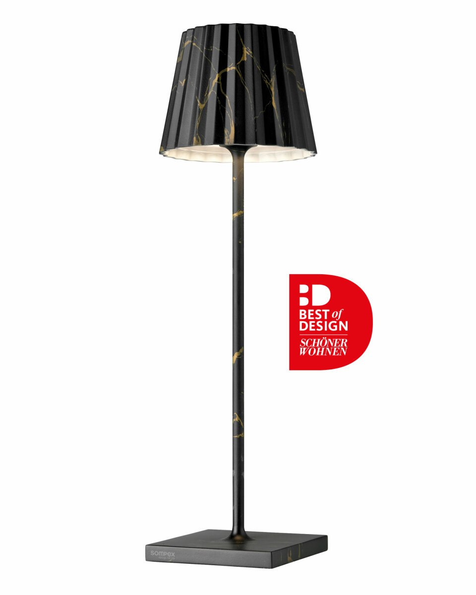 Sompex Troll 2.0 Outdoortischleuchte Akku LED schwarz/gold