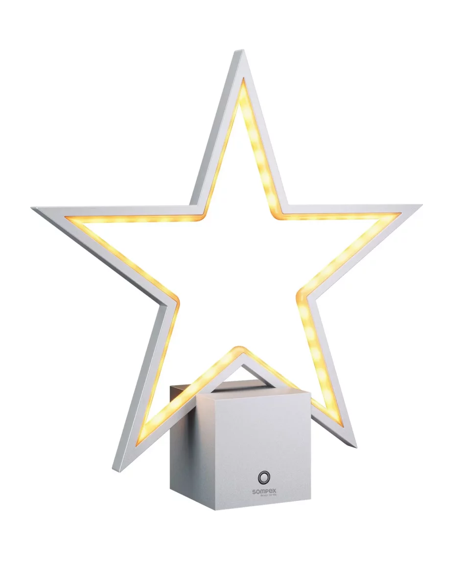 Sompex LED Stern Akku-Tischleuchte Lucy 2.0 silber 34cm