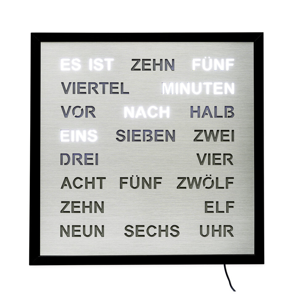 Intertime Wort-Uhr Word 40 alu brushed