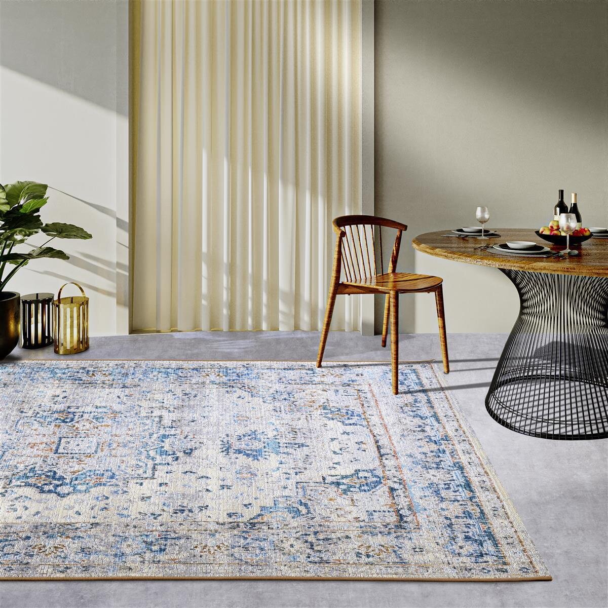 Villeroy & Boch In- & Outdoor Teppich Rene Creme Blau