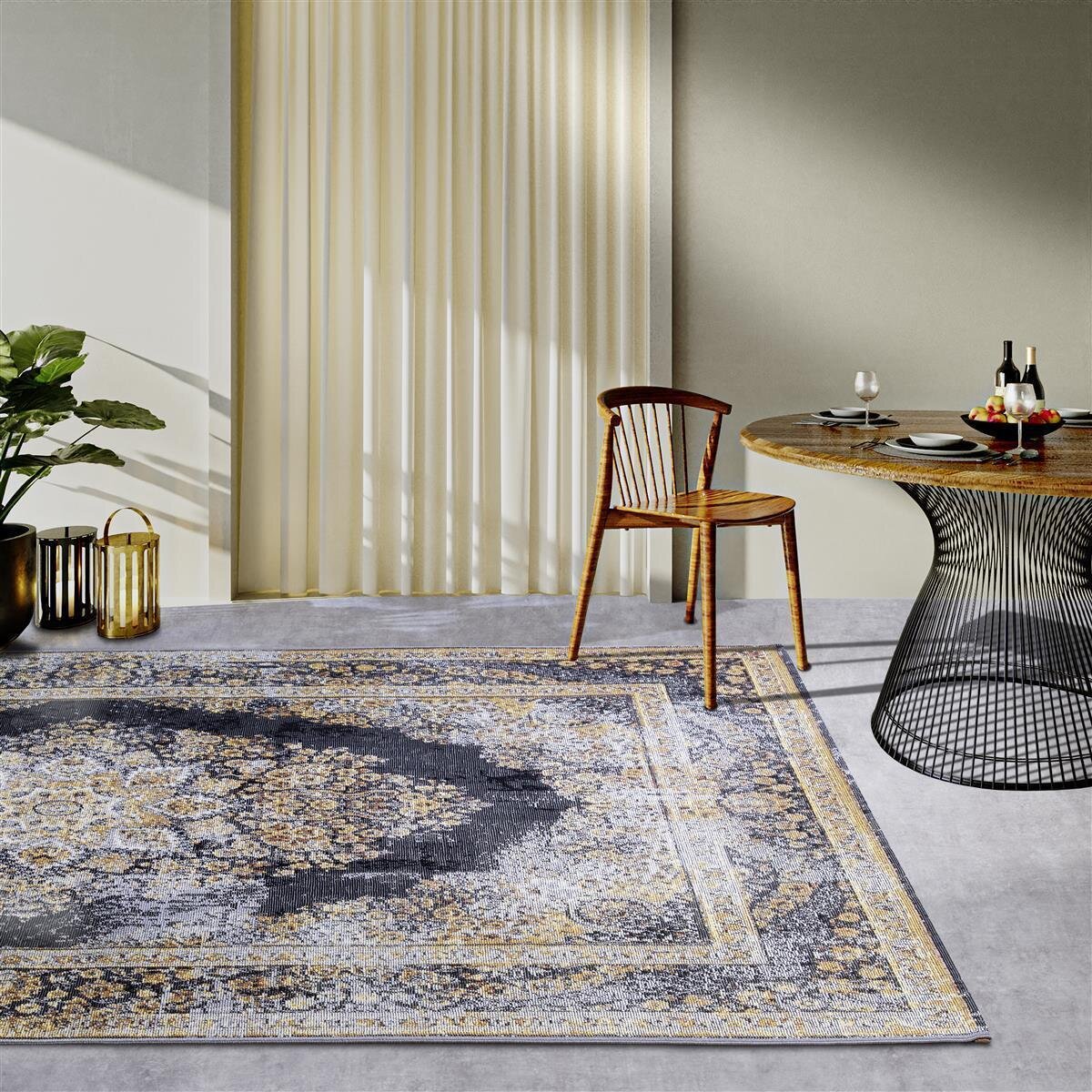 Villeroy & Boch In- & Outdoor Teppich Martha Anthrazit Gold