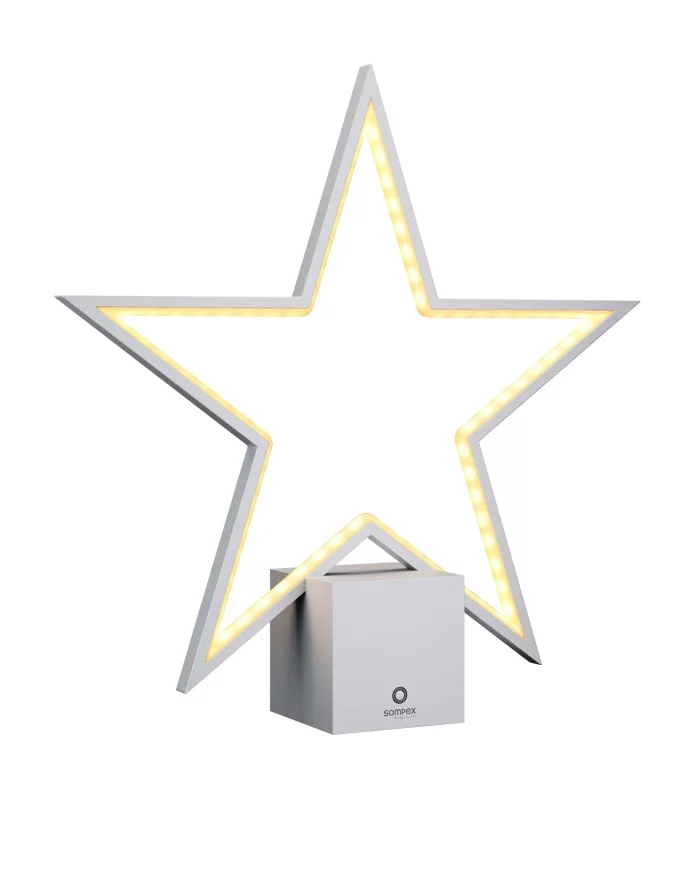 Sompex LED Stern Akku-Tischleuchte Lucy 2.0 silber 40cm